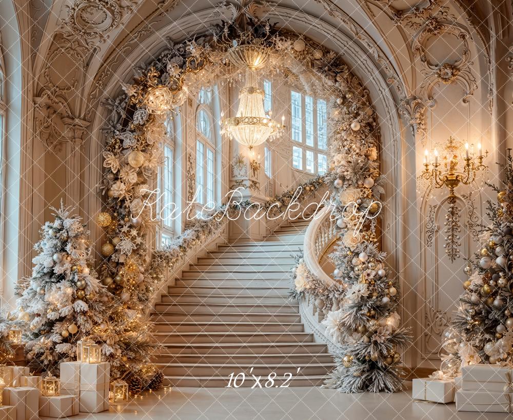 Kate Christmas Cascading Stairs Floral Arch Backdrop Designed by Emetselch - Image 6
