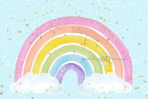 Kate Pastel Sparkle Rainbow Backdrop Designed by Mandy Ringe Photography
