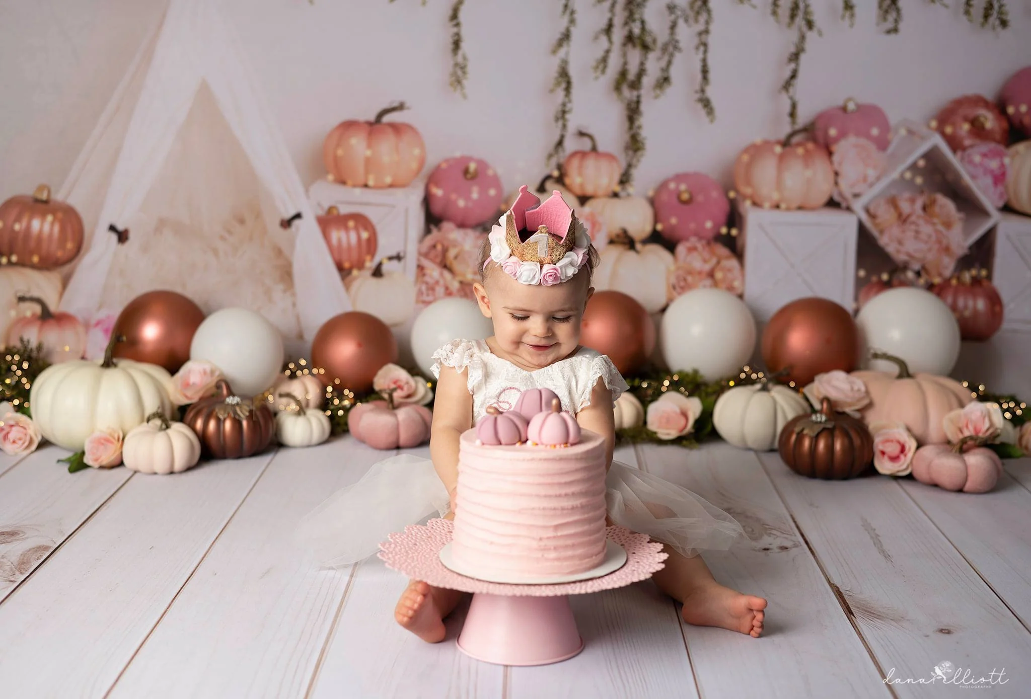 Kate Rose Gold Pumpkins Backdrop Designed by Lisa B