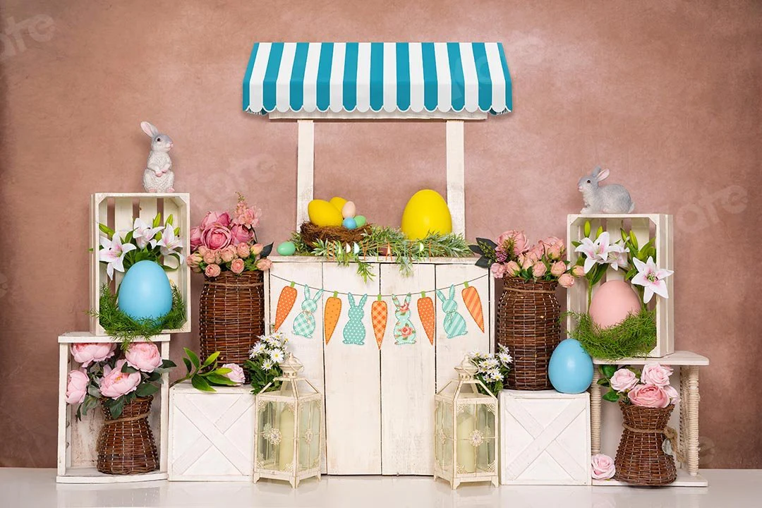 Kate Spring Easter Eggs Bunny Backdrop Flowers Designed by Emetselch - Image 4