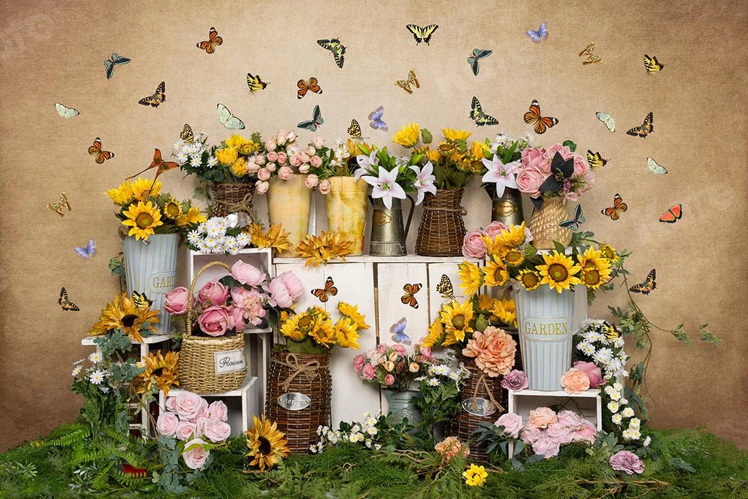 Kate Spring Flowers Butterfly Florist Backdrop Designed by Emetselch - Image 2