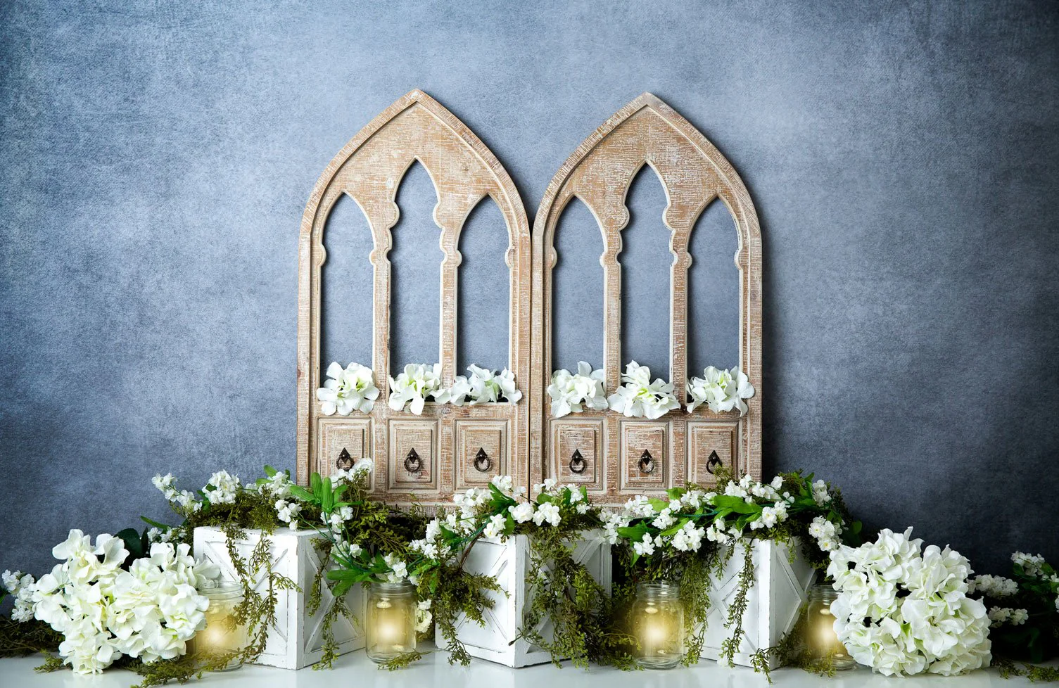 Kate Spring White Flowers Door Blue Backdrop Designed By Megan Leigh Photography