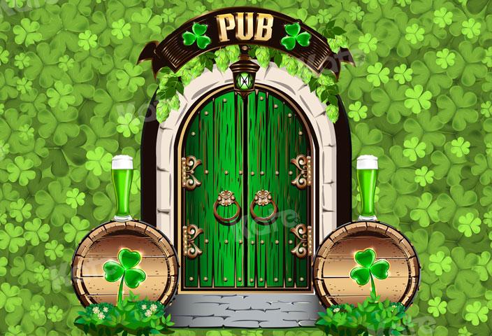 Kate St. Patrick's Day Shamrock Pub Door Backdrop for Photography - Image 2