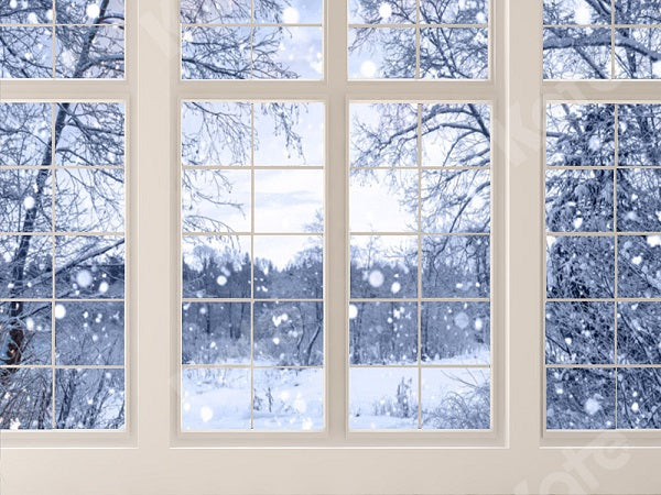 Kate Window Backdrop Winter Snow Garden Designed by Emetselch - Image 2